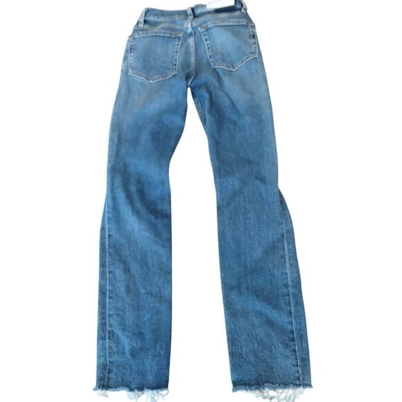Re Done  frayed hem button fly skinny jeans. Wash-dusty destroy sz‎ 24 - Picture 2 of 10